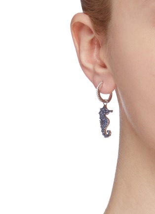 Figure View - Click To Enlarge - HEFANG - 'Seahorse' cubic zirconia mismatched drop earrings