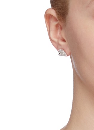 Figure View - Click To Enlarge - HEFANG - 'Hedgehog' cubic zirconia mismatched stud earrings