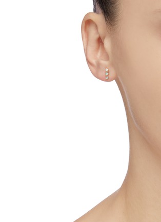 アクセサリー Wwake Three-Step Opal Stud Earring WWAKE | 'Three Step' diamond opal 14k yellow gold stud