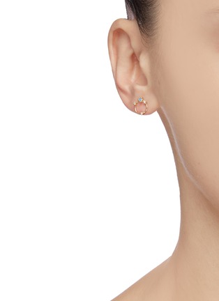 Figure View - Click To Enlarge - WWAKE - 'Orb' diamond opal 10k yellow gold single stud earring