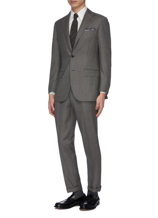 Figure View - Click To Enlarge - RING JACKET - Houndstooth check plaid wool suit