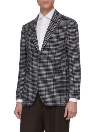 Front View - Click To Enlarge - RING JACKET - Houndstooth check plaid wool-silk blazer