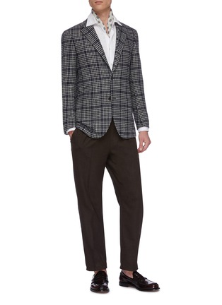Figure View - Click To Enlarge - RING JACKET - Houndstooth check plaid wool-silk blazer