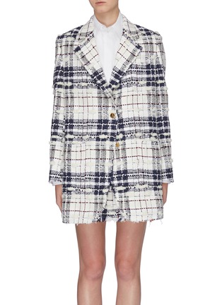 Main View - Click To Enlarge - THOM BROWNE  - Check plaid tweed oversized sack jacket