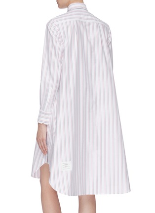 Back View - Click To Enlarge - THOM BROWNE  - Half-button placket flared stripe Oxford shirt dress