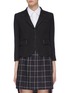 Main View - Click To Enlarge - THOM BROWNE  - Grosgrain border wool twill cropped blazer