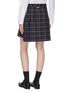 Back View - Click To Enlarge - THOM BROWNE  - Pleated windowpane check high-low skirt