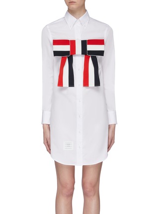 Main View - Click To Enlarge - THOM BROWNE  - Stripe bow shirt dress