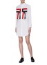 Figure View - Click To Enlarge - THOM BROWNE  - Stripe bow shirt dress