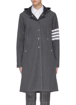 Main View - Click To Enlarge - THOM BROWNE  - Stripe sleeve hooded piqué sport coat