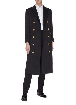 Figure View - Click To Enlarge - THOM BROWNE  - Double breasted cashmere felt oversized Chesterfield coat