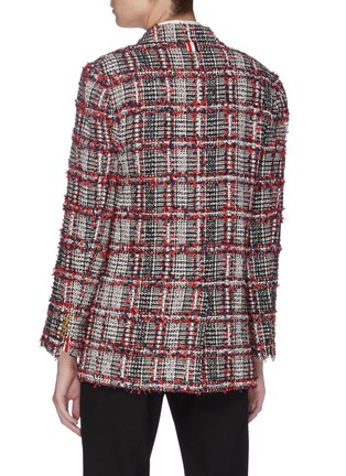 Back View - Click To Enlarge - THOM BROWNE  - Frayed houndstooth check plaid wool blend tweed blazer