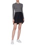 Figure View - Click To Enlarge - THOM BROWNE  - Pleated wool twill high-low skirt