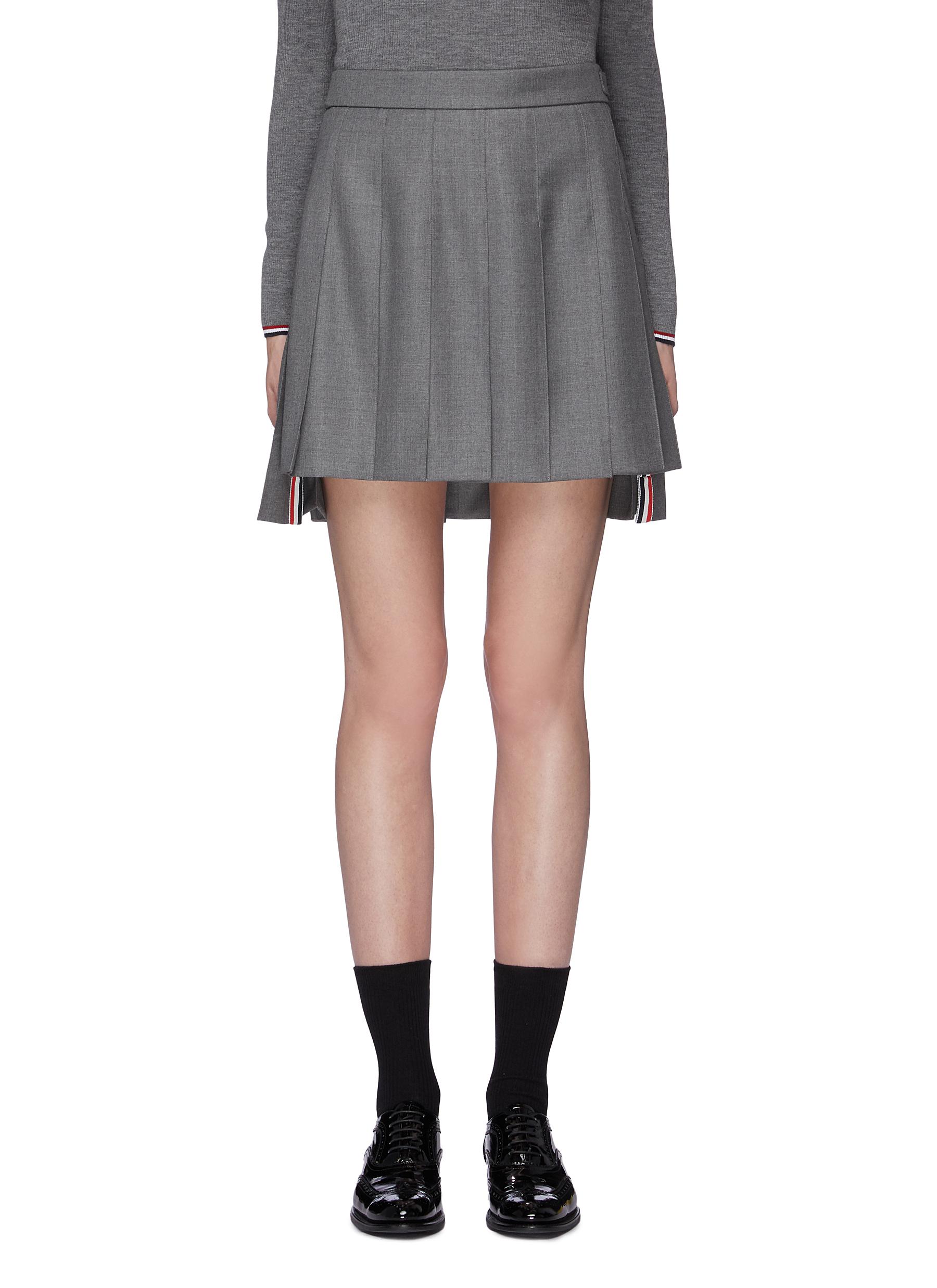Pleated wool twill high-low skirt by Thom Browne | Coshio Online Shop