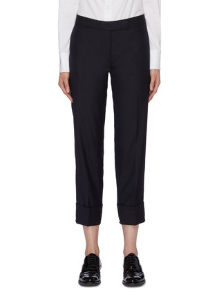Main View - Click To Enlarge - THOM BROWNE  - Stripe roll cuff wool twill pants