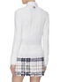 Back View - Click To Enlarge - THOM BROWNE  - Floral bobble stripe outseam scalloped edge wool cardigan