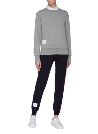 Figure View - Click To Enlarge - THOM BROWNE  - Stripe back button cuff sweatshirt