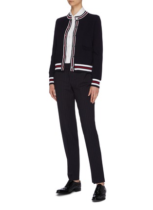 Figure View - Click To Enlarge - THOM BROWNE  - Cricket stripe border cotton cardigan