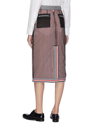 Back View - Click To Enlarge - THOM BROWNE  - Stripe colourblock inside-out skirt