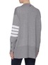 Back View - Click To Enlarge - THOM BROWNE  - Stripe sleeve button cuff oversized wool sweater