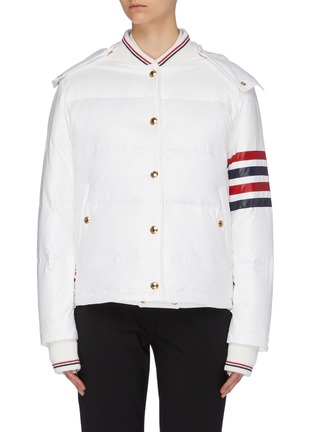 Main View - Click To Enlarge - THOM BROWNE  - Detachable hood stripe sleeve down puffer jacket