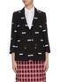 Main View - Click To Enlarge - THOM BROWNE  - Label embroidered cropped sleeve blazer