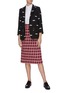 Figure View - Click To Enlarge - THOM BROWNE  - Label embroidered cropped sleeve blazer