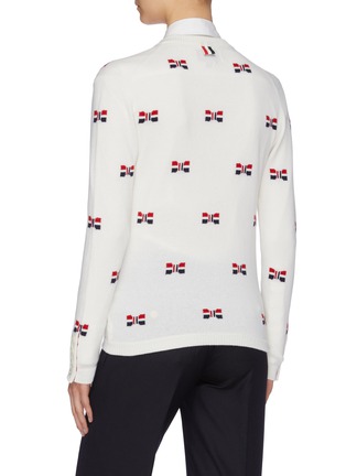 Back View - Click To Enlarge - THOM BROWNE  - Bow intarsia cashmere cardigan
