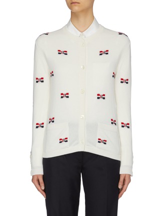 Main View - Click To Enlarge - THOM BROWNE  - Bow intarsia cashmere cardigan