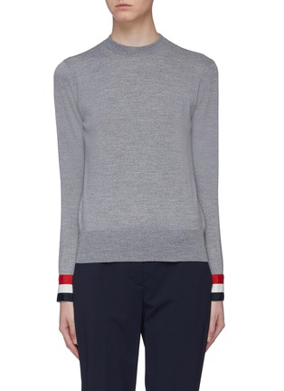 Main View - Click To Enlarge - THOM BROWNE  - Stripe button cuff wool sweater