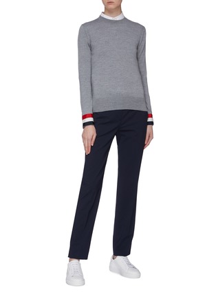 Figure View - Click To Enlarge - THOM BROWNE  - Stripe button cuff wool sweater
