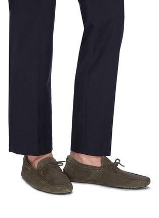 Figure View - Click To Enlarge - TOD’S - 'Gommino' tie suede driving shoes