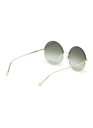 Figure View - Click To Enlarge - LOEWE - Leather half rim metal round sunglasses