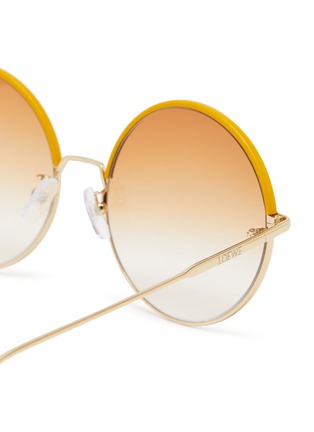 Detail View - Click To Enlarge - LOEWE - Leather half rim metal round sunglasses
