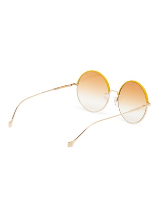 Figure View - Click To Enlarge - LOEWE - Leather half rim metal round sunglasses