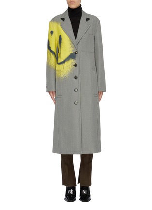 Main View - Click To Enlarge - ALEXANDER WANG - Smiley face print oversized houndstooth coat