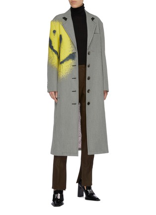 Figure View - Click To Enlarge - ALEXANDER WANG - Smiley face print oversized houndstooth coat