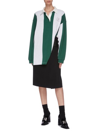 Figure View - Click To Enlarge - ALEXANDER WANG - Rugby stripe oversized polo shirt