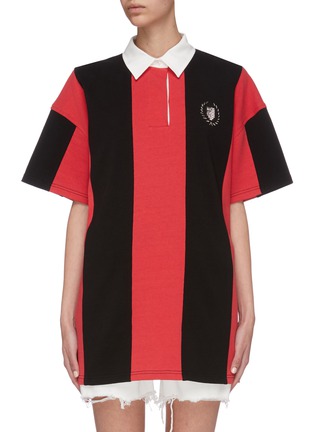 Main View - Click To Enlarge - ALEXANDER WANG - Rugby stripe oversized polo shirt