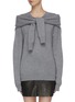 Main View - Click To Enlarge - ALEXANDER WANG - Sleeve tie shoulder drape panel oversized sweater