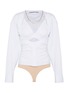 Main View - Click To Enlarge - ALEXANDER WANG - Bra panel pinstripe shirt bodysuit