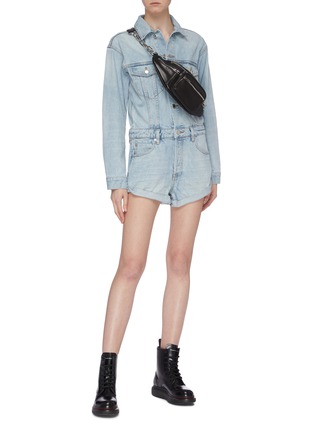 Figure View - Click To Enlarge - ALEXANDER WANG - Washed denim rompers