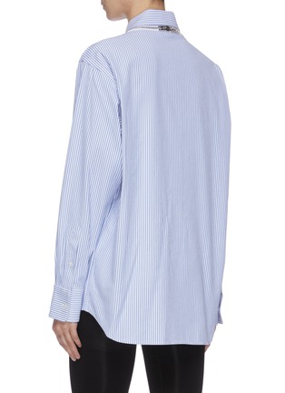 Back View - Click To Enlarge - ALEXANDER WANG - Zip shoulder patch pocket stripe twill shirt