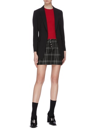 Figure View - Click To Enlarge - ALEXANDERWANG - Ruffle ballchain hem rib knit top
