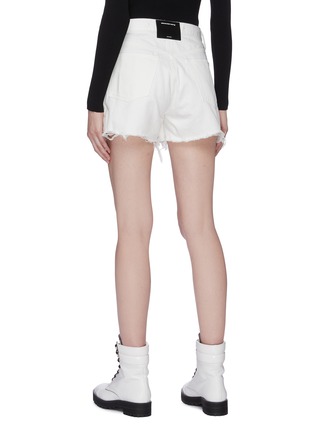 Back View - Click To Enlarge - ALEXANDER WANG - Zip outseam frayed cuff denim shorts