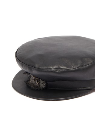 Detail View - Click To Enlarge - MY BOB - 'Stewart' appliqué leather newsboy cap