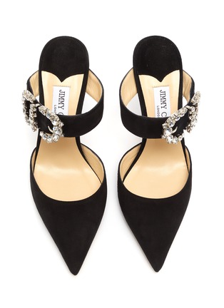 Detail View - Click To Enlarge - JIMMY CHOO - 'Smokey 100' jewelled buckled suede mules