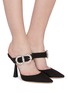 Figure View - Click To Enlarge - JIMMY CHOO - 'Smokey 100' jewelled buckled suede mules