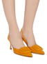 Figure View - Click To Enlarge - MANOLO BLAHNIK - 'Maysli 70' square brooch suede slingback pumps
