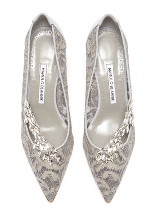 Detail View - Click To Enlarge - MANOLO BLAHNIK - 'Nadira 90' strass embellished lace pumps